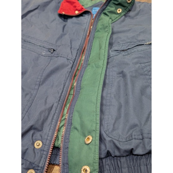 Vintage Towncraft Jacket Mens Large Blue‎ Insulated Bomber Quilted Zip Snap 90s - Picture 10 of 13